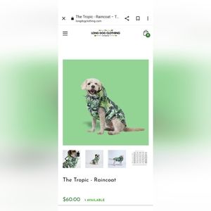 Dog Raincoat, Extra Small XS - "The Tropic" by The Long Dog Clothing Company